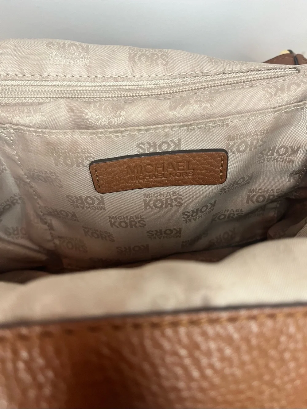Michael Kors Chestnut Pebbled Leather Shoulder Bag with Gold Hardware